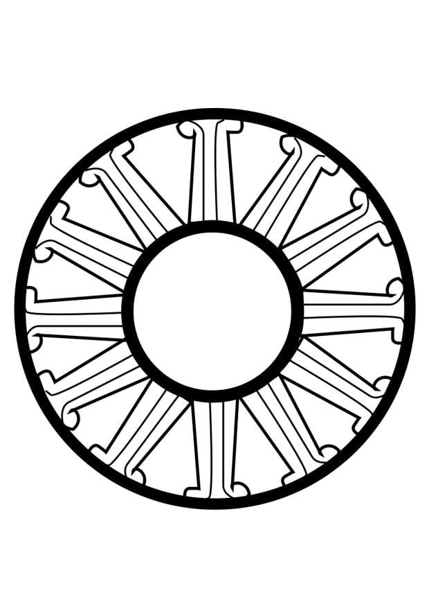Página para colorir roda do dharma