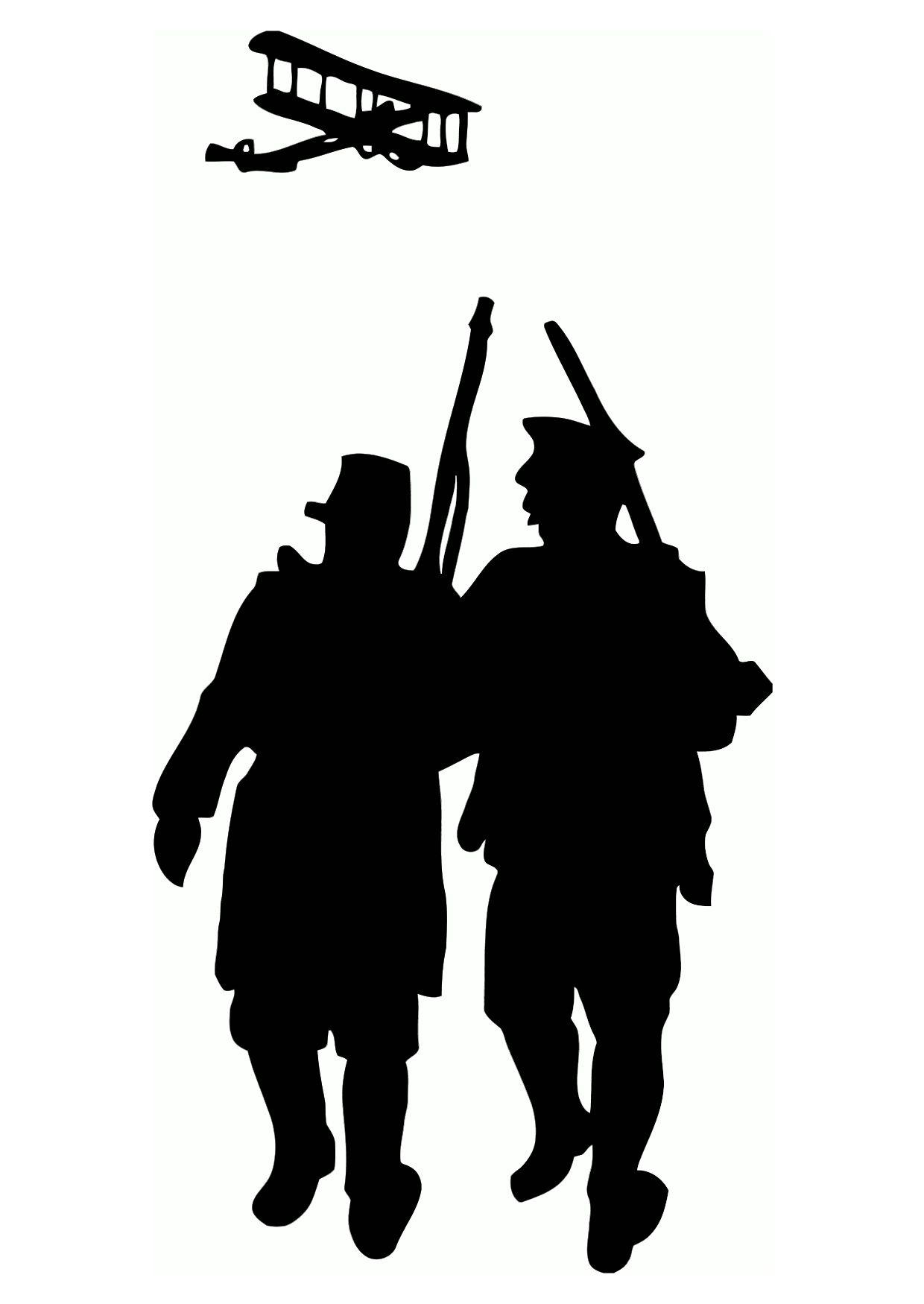Página para colorir silhueta da primeira guerra mundial