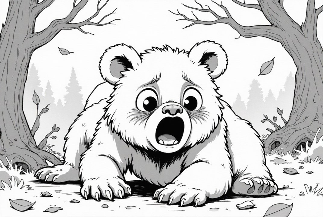 Página para colorir urso assustado