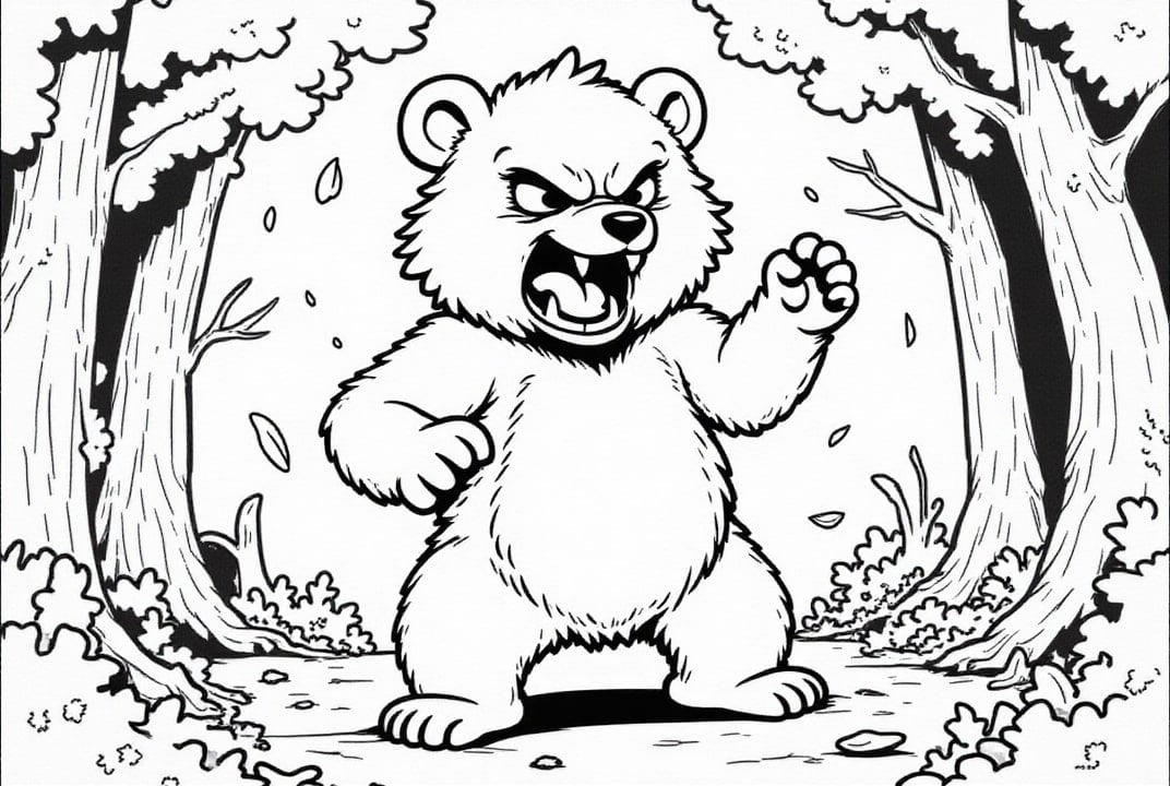Página para colorir urso bravo