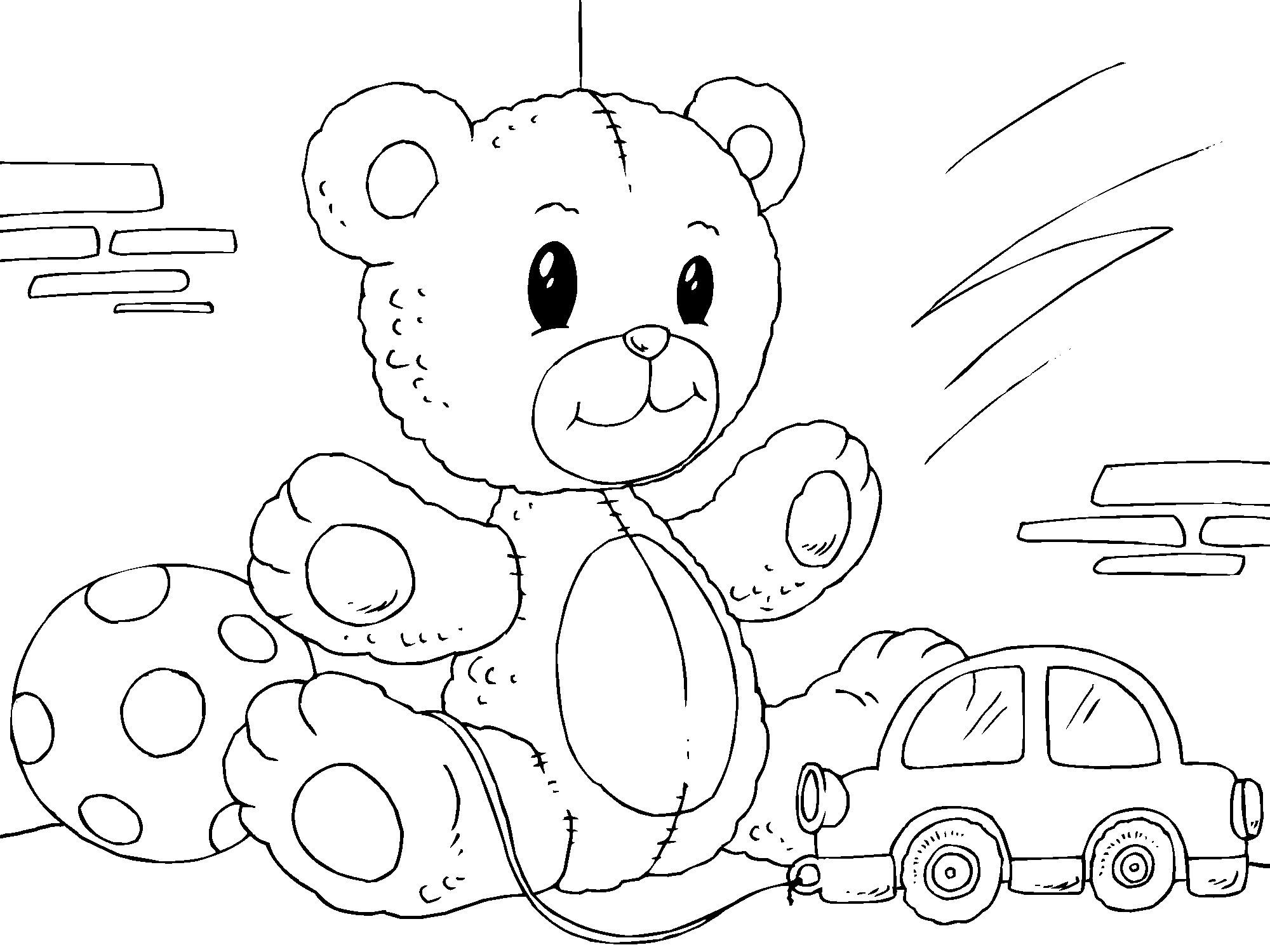 Página para colorir urso de pelAºcia 
