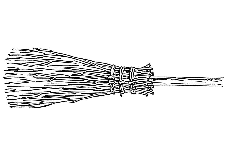 Página para colorir vassoura de palha 