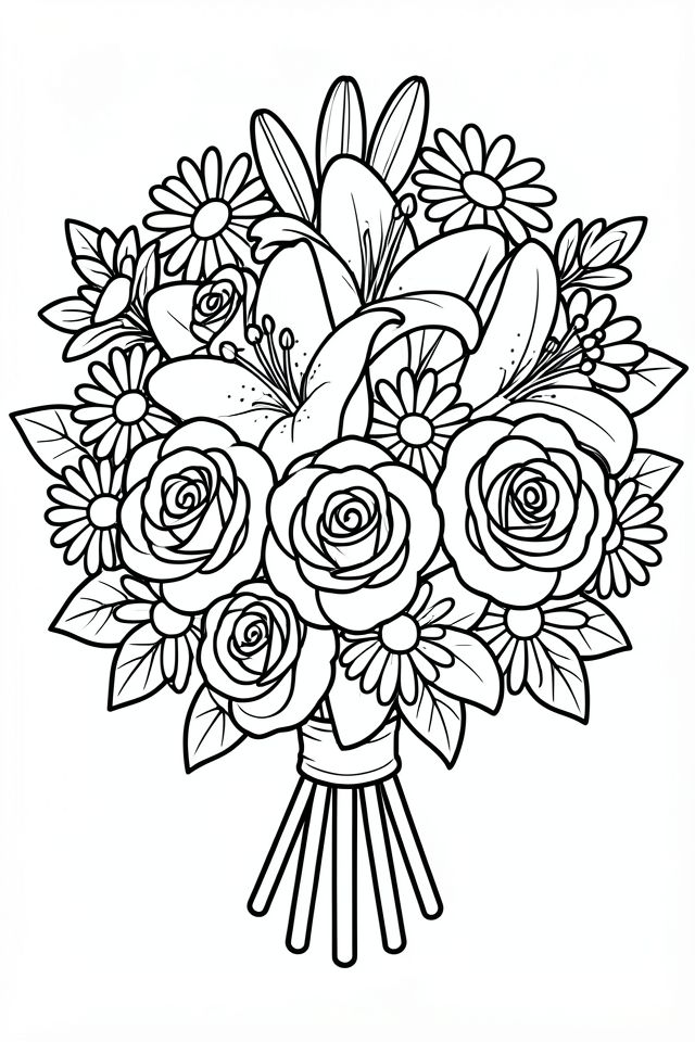 Página para colorir ramalhete