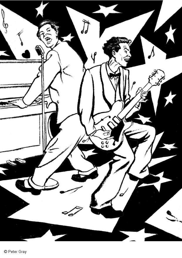 rock and roll Página para colorir rock and roll