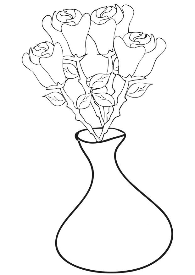 rosas em um vaso Página para colorir rosas em um vaso