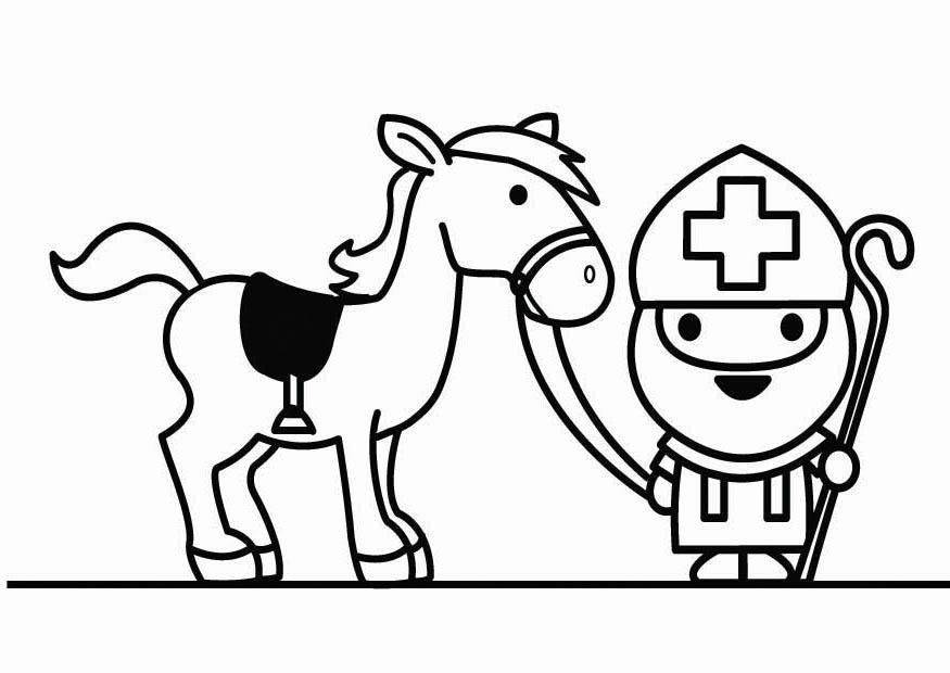 sA£o nicolau com seu cavalo Página para colorir sA£o nicolau com seu cavalo