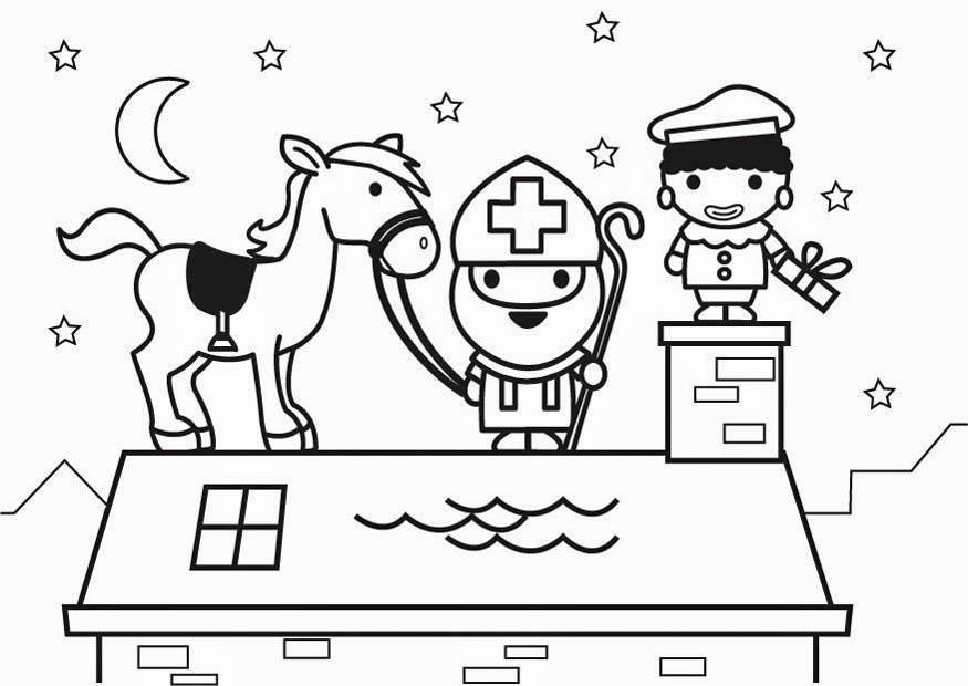 sA£o nicolau e seu cavalo no telhado Página para colorir sA£o nicolau e seu cavalo no telhado