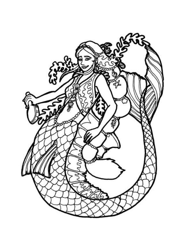 Página para colorir sereia