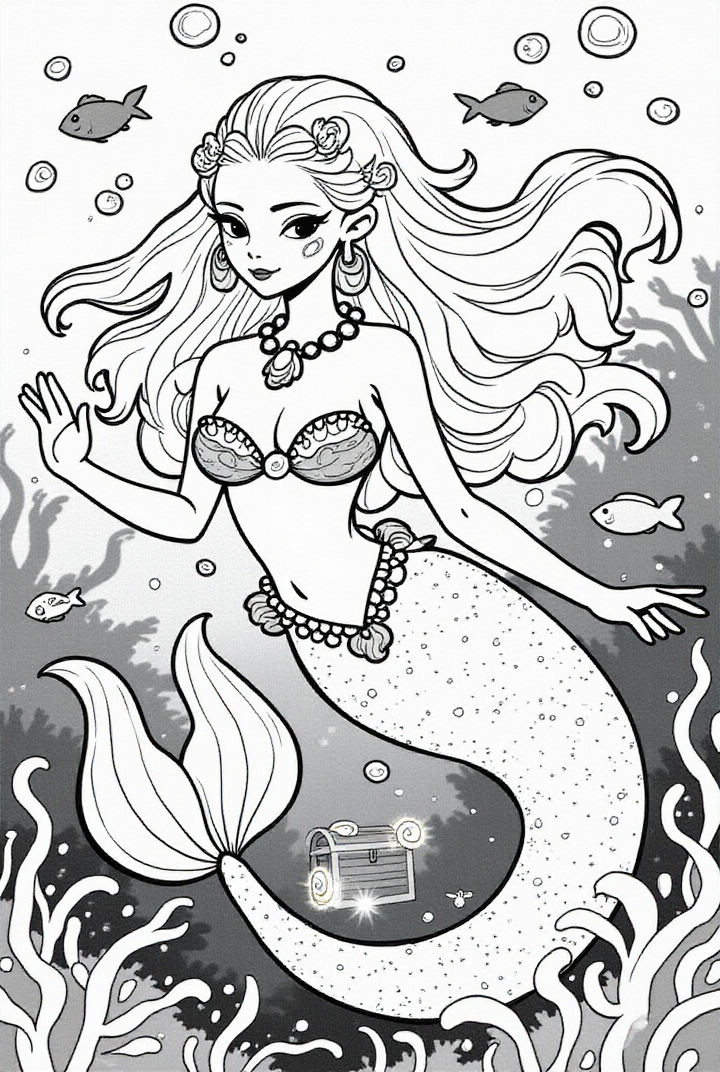 sereia acenando com a mA£o Página para colorir sereia acenando com a mA£o