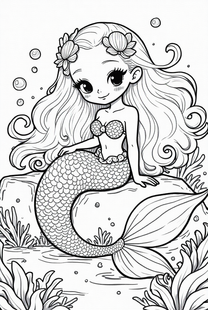 sereia fofa Página para colorir sereia fofa