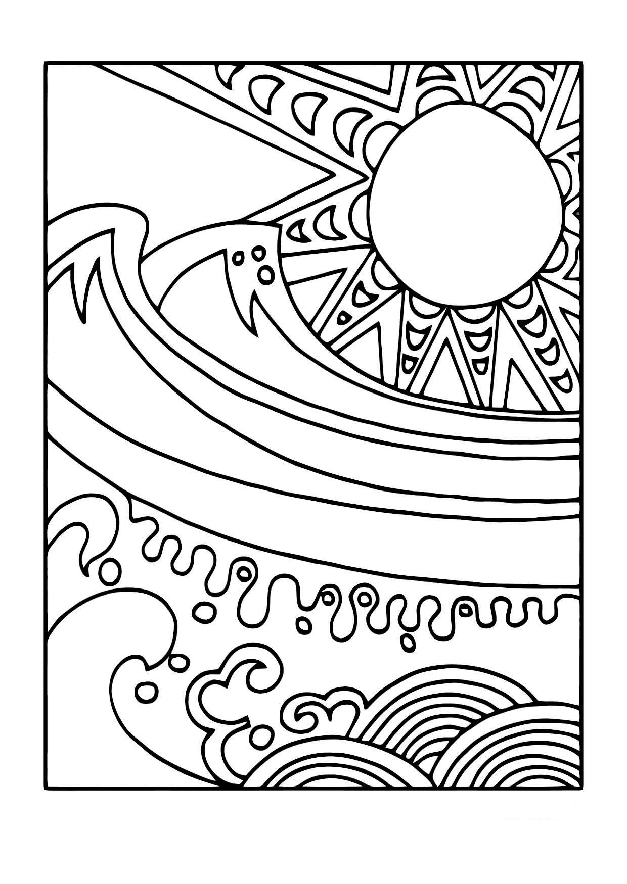 sol e mar Página para colorir sol e mar