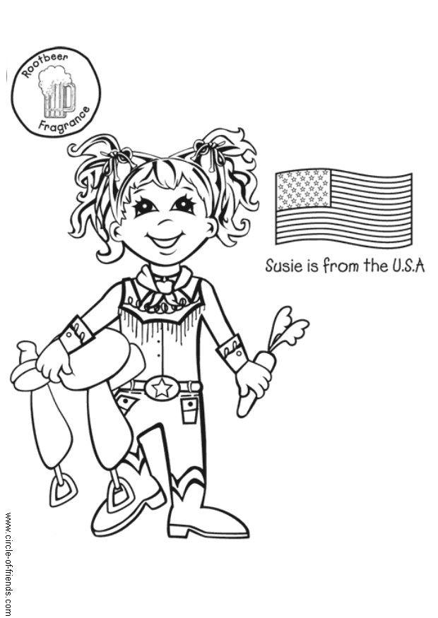 susie dos estados unidos com a bandeira Página para colorir susie dos estados unidos com a bandeira