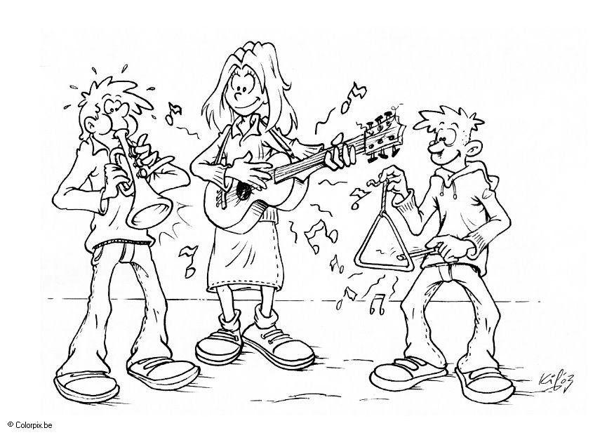 tocando mAºsica Página para colorir tocando mAºsica