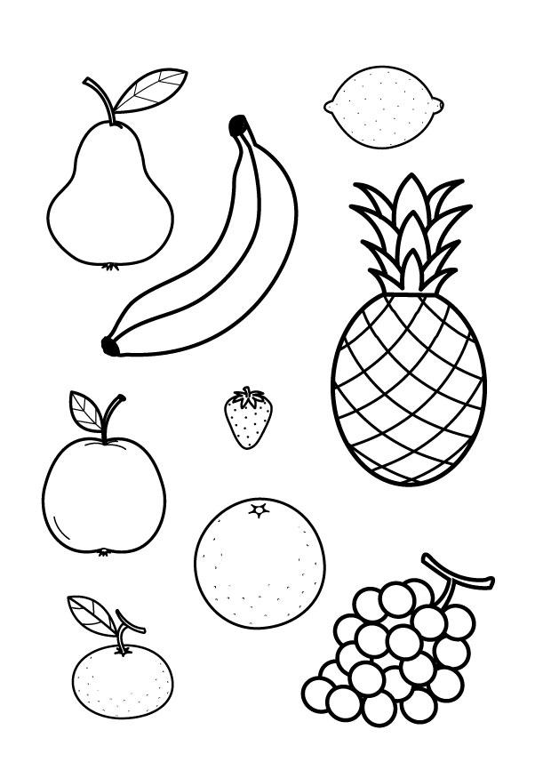 todas as frutas juntas Página para colorir todas as frutas juntas