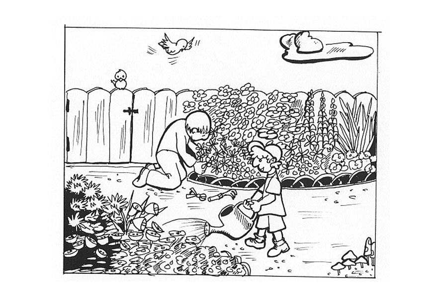 trabalho no jardim Página para colorir trabalho no jardim