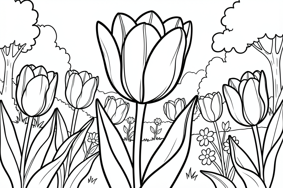 tulipas Página para colorir tulipas