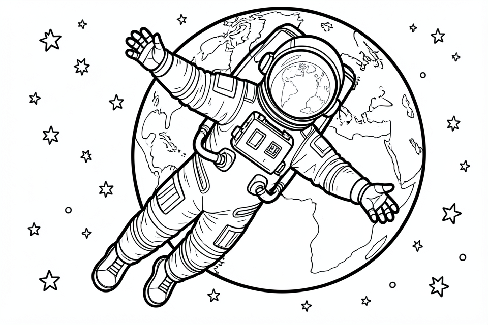 um astronauta no espaA§o Página para colorir um astronauta no espaA§o