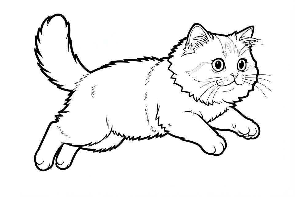um gato persa que pula Página para colorir um gato persa que pula
