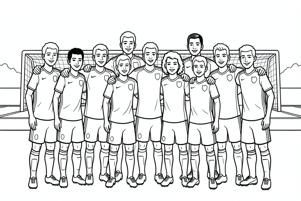 Página para colorir um time de futebol 