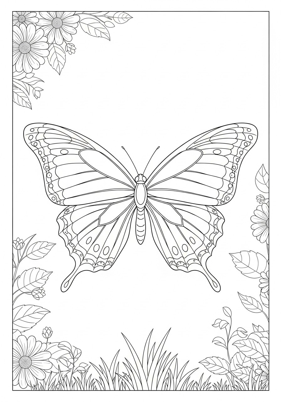 uma borboleta voa no jardim Página para colorir uma borboleta voa no jardim