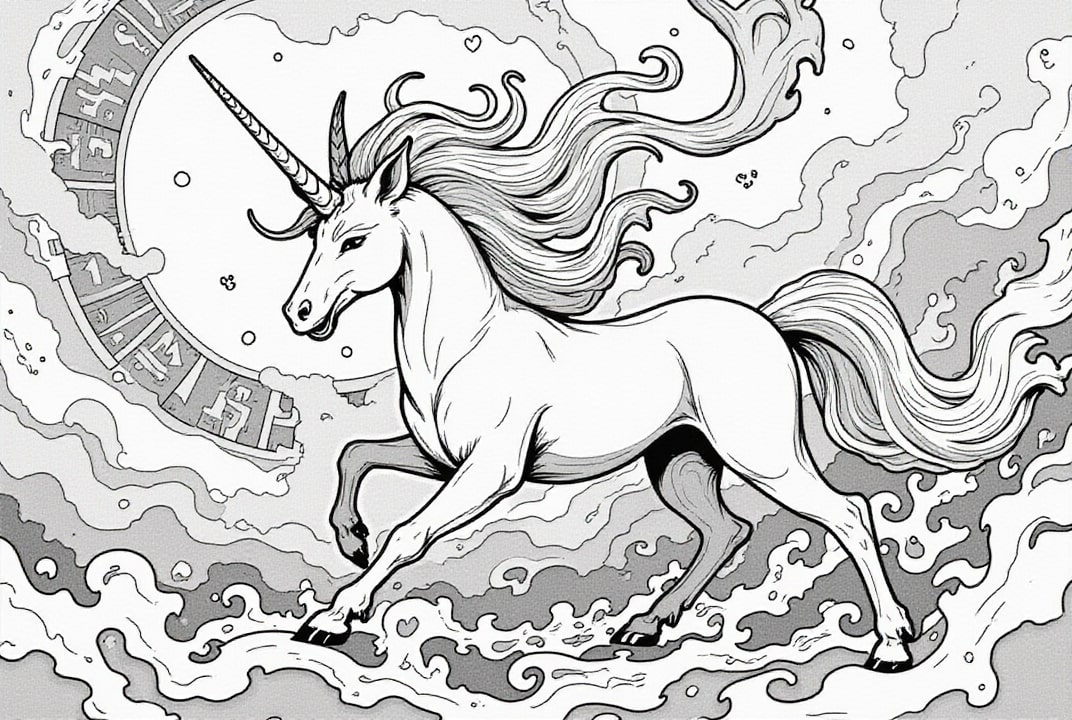 unicA³rnio em nuvens de magia Página para colorir unicA³rnio em nuvens de magia