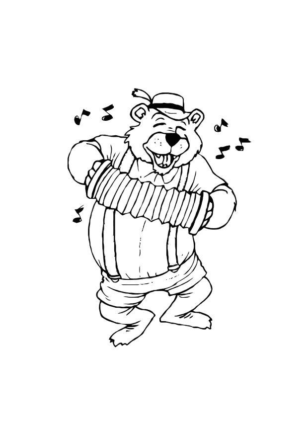 urso com um acordeA£o Página para colorir urso com um acordeA£o