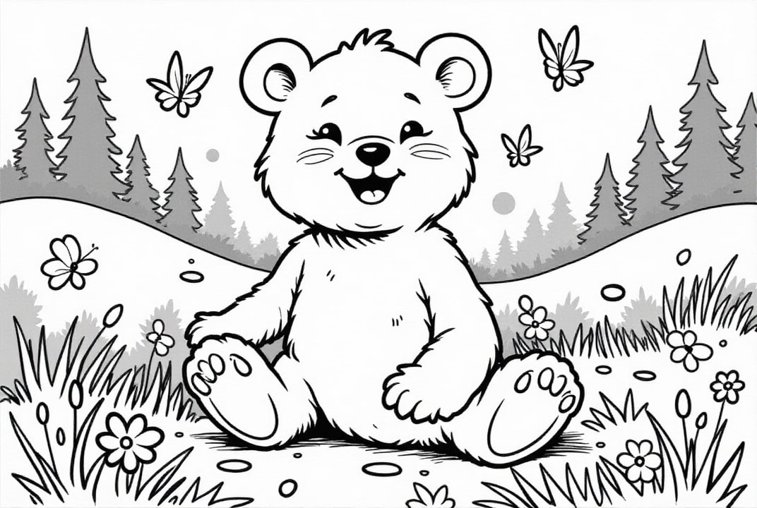 urso feliz Página para colorir urso feliz