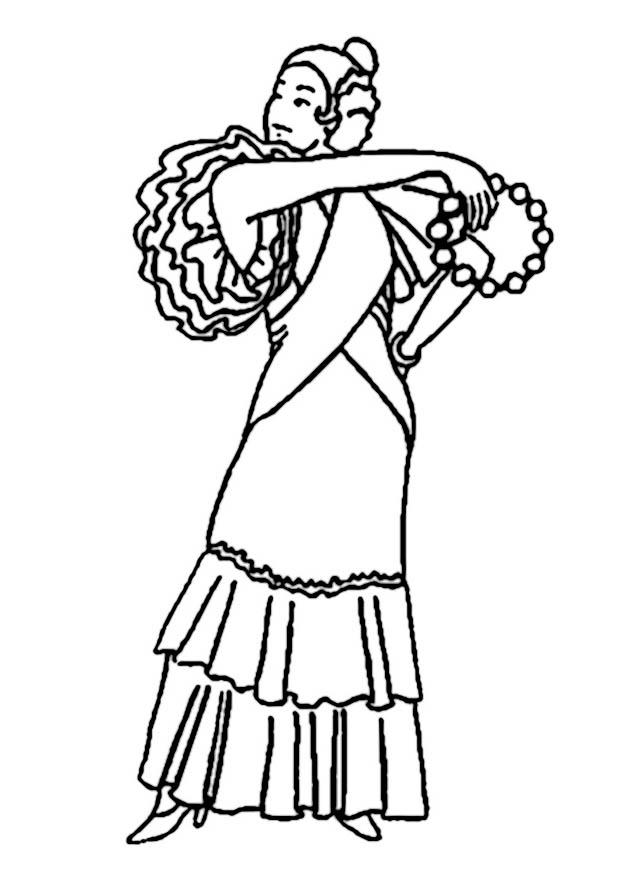 vestido de flamenco Página para colorir vestido de flamenco