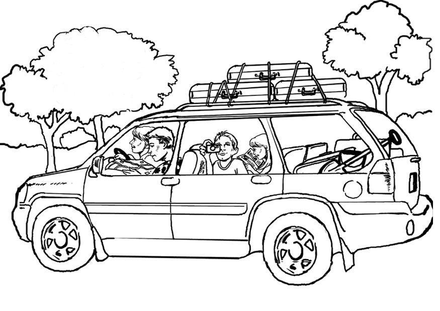 viagem de carro Página para colorir viagem de carro