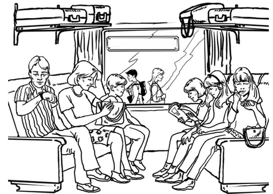 viagem - de trem Página para colorir viagem - de trem