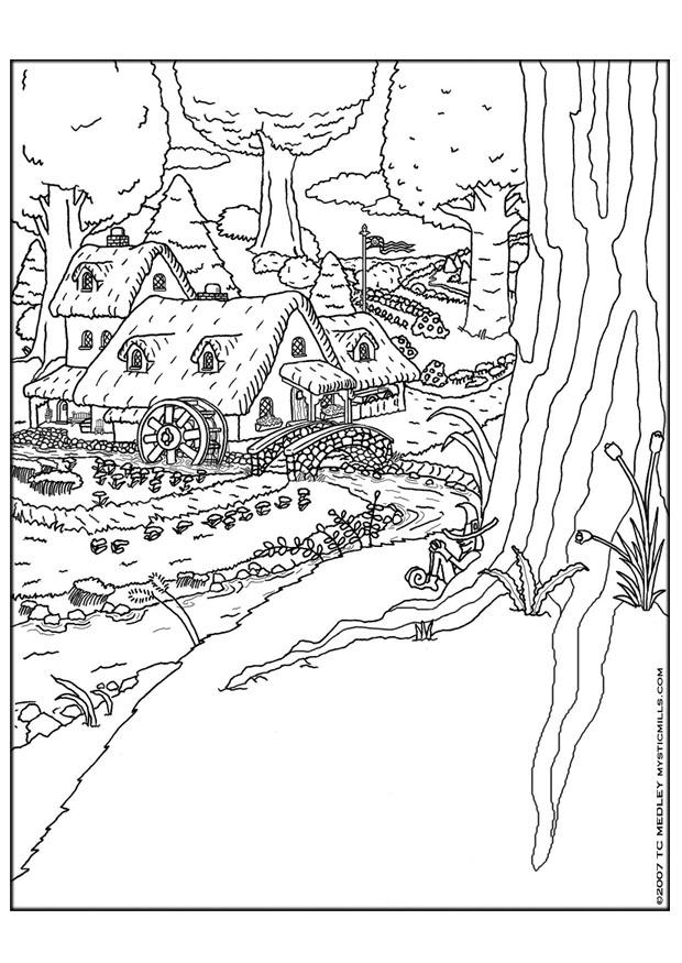 vila dos elfos Página para colorir vila dos elfos