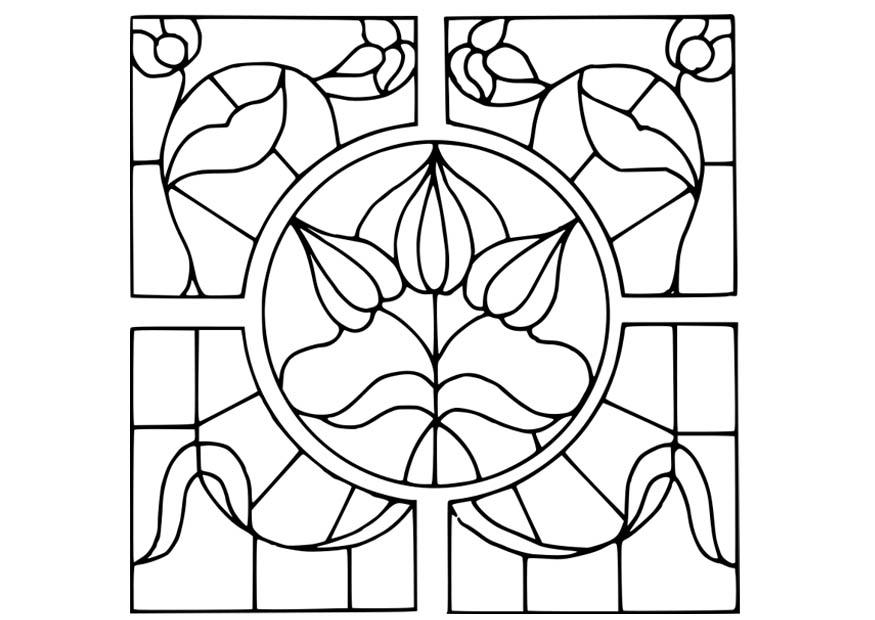 vitral com flores Página para colorir vitral com flores