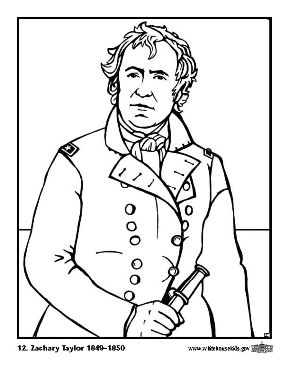 Página para colorir 12 Zachary Taylor