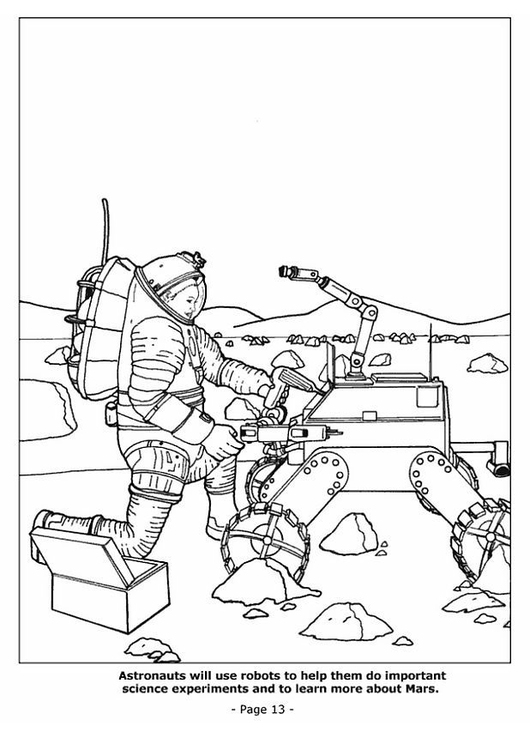 Página para colorir 13 robÃ´s ajudam os astronautas 