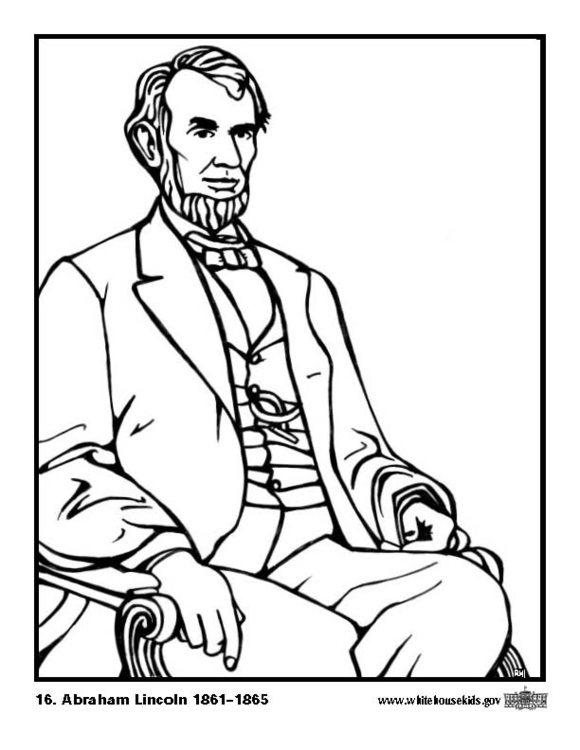 Página para colorir 16 Abraham Lincoln