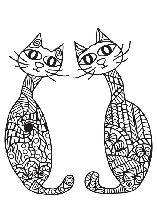 Página para colorir 2 gatos