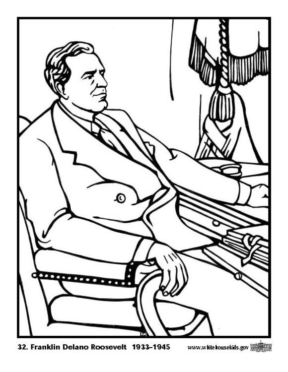 Página para colorir 32 Franklin Delano Roosevelt