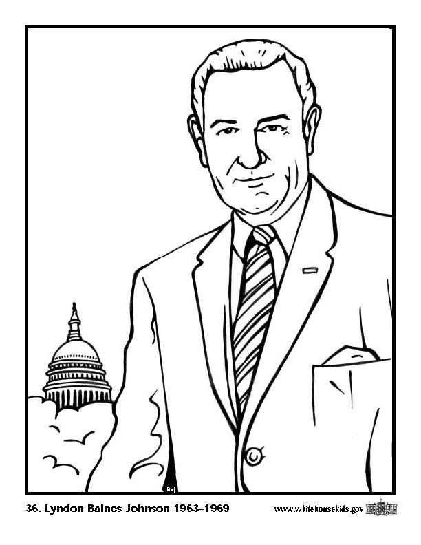 Página para colorir 36 Lyndon Baines Johnson