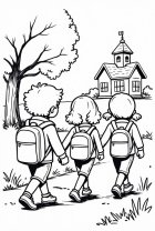 Página para colorir a caminho da escola