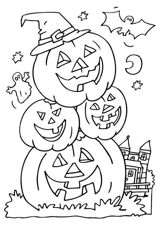 Desenho de Abóbora de Halloween na Cruz para Colorir - Colorir.com