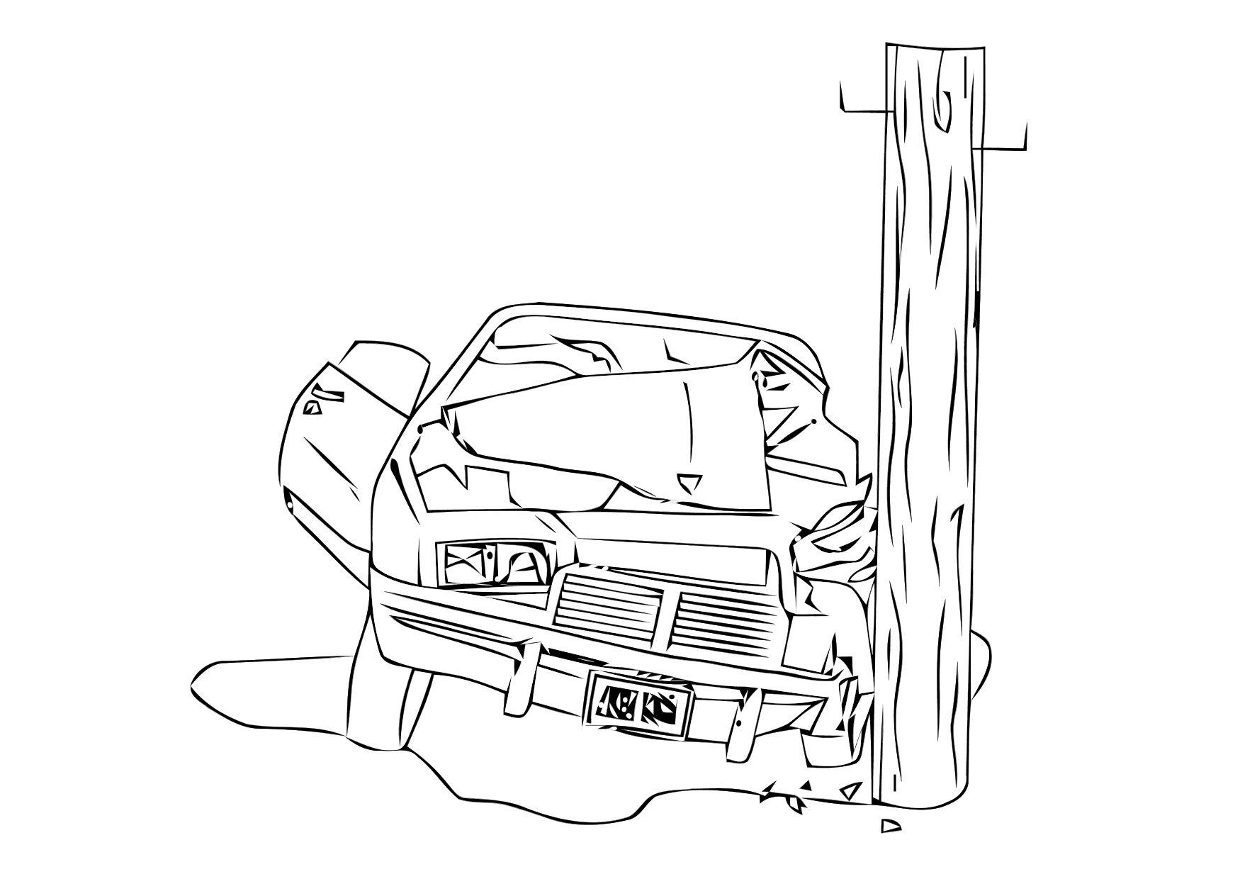 Desenhos para colorir de desenho de um acidente de carro para