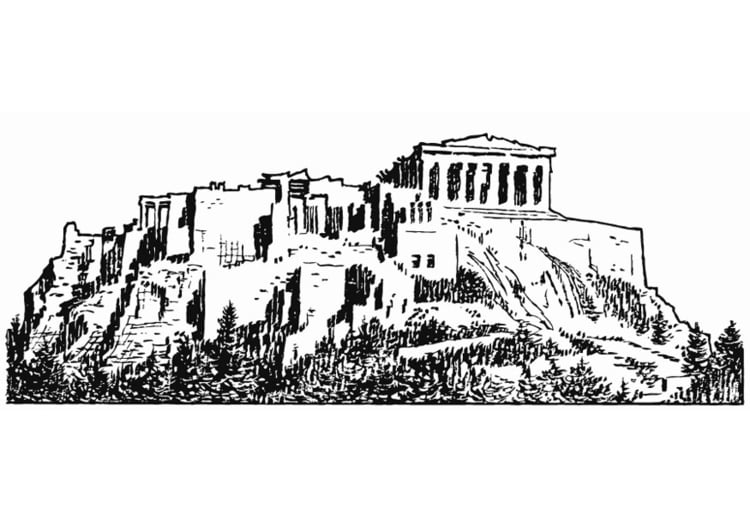 Página para colorir AcrÃ³pole de Atenas 