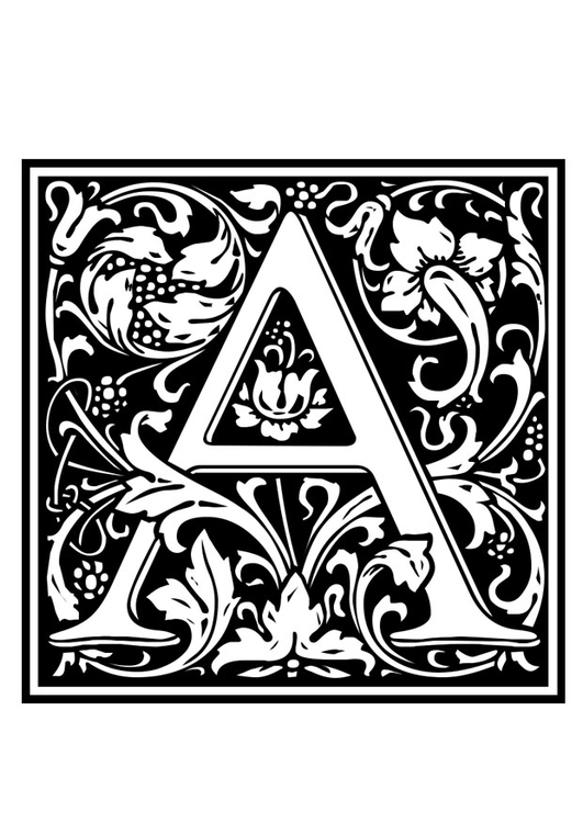 Página para colorir alfabeto decorativo - A