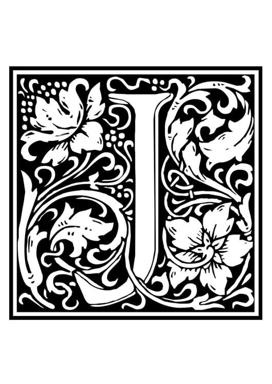 Página para colorir alfabeto decorativo - J