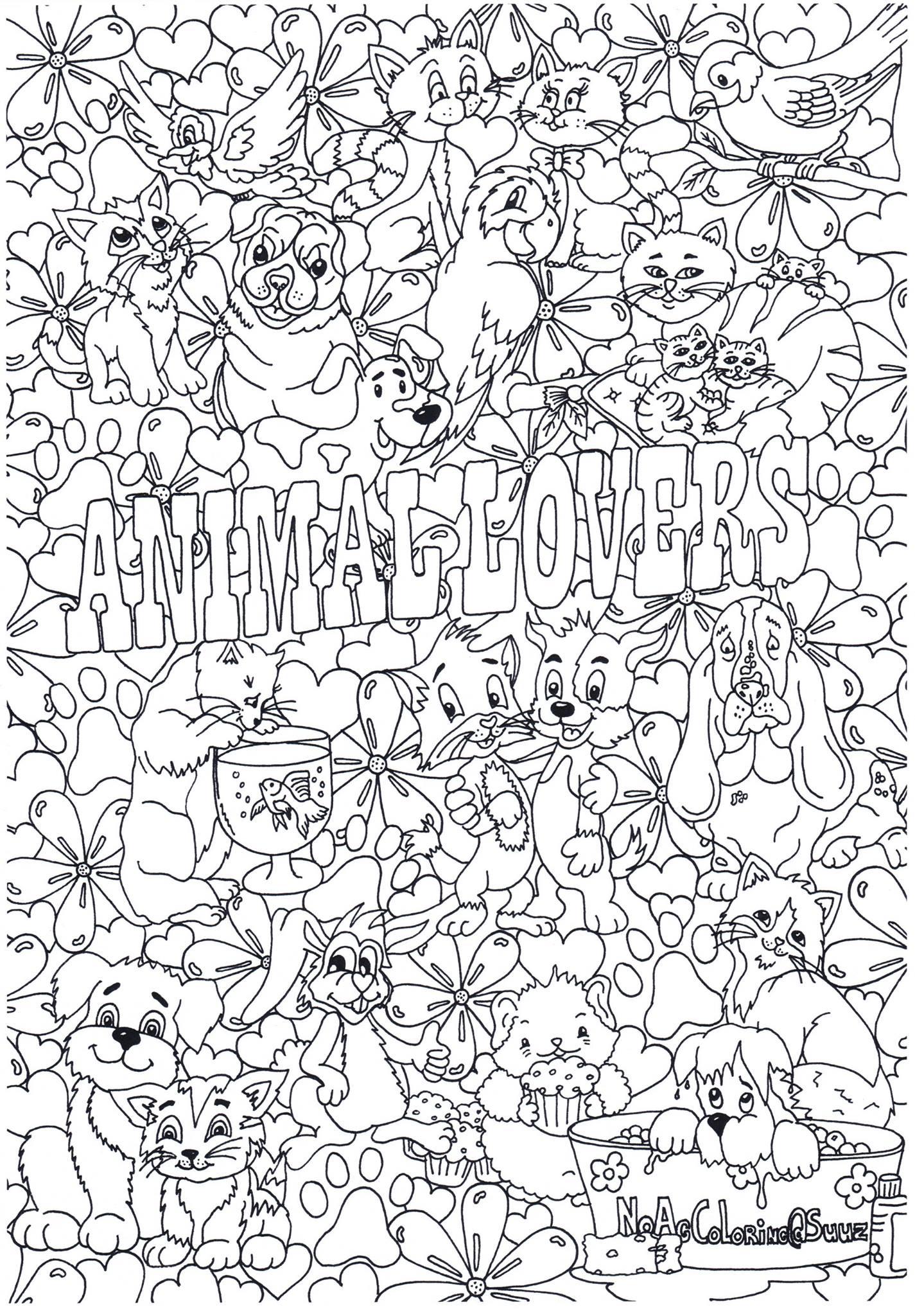 Página para colorir Amantes de animais