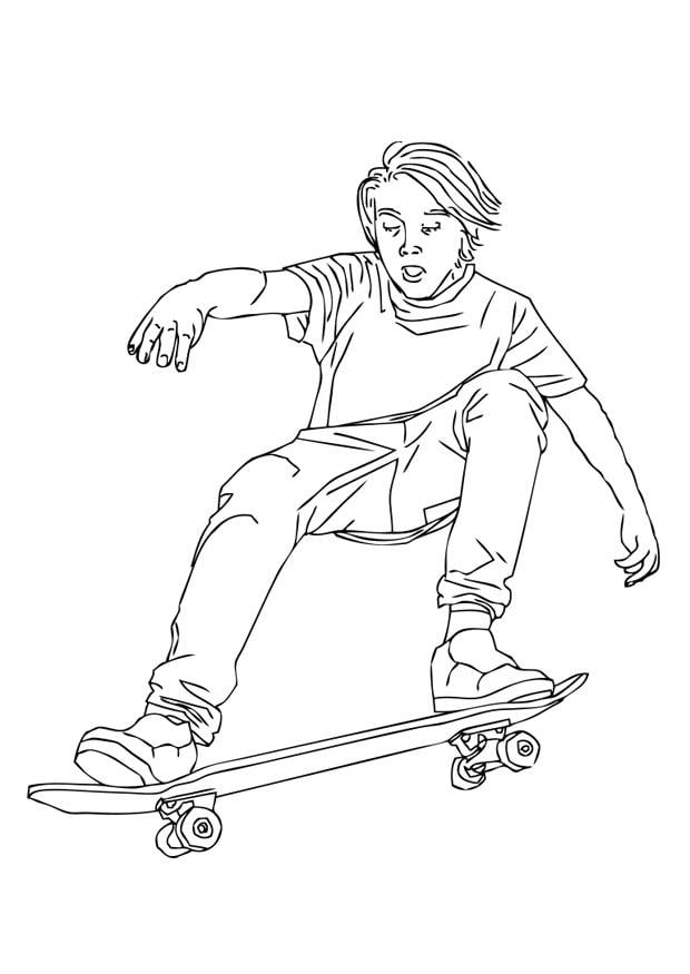 Página para colorir andar de skate