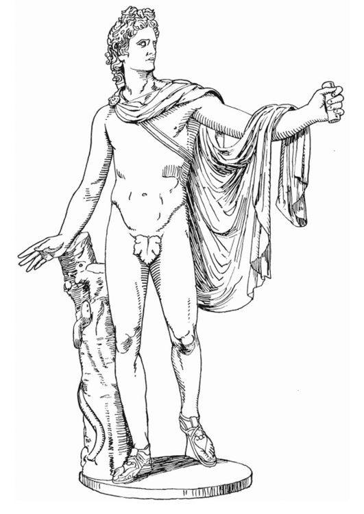 Página para colorir Apolo, deus grego 