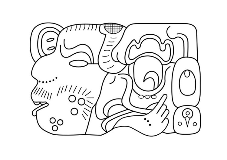 Página para colorir arte maia