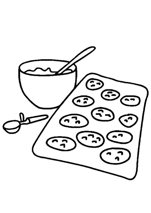 Página para colorir assando biscoitos - culinÃ¡ria 