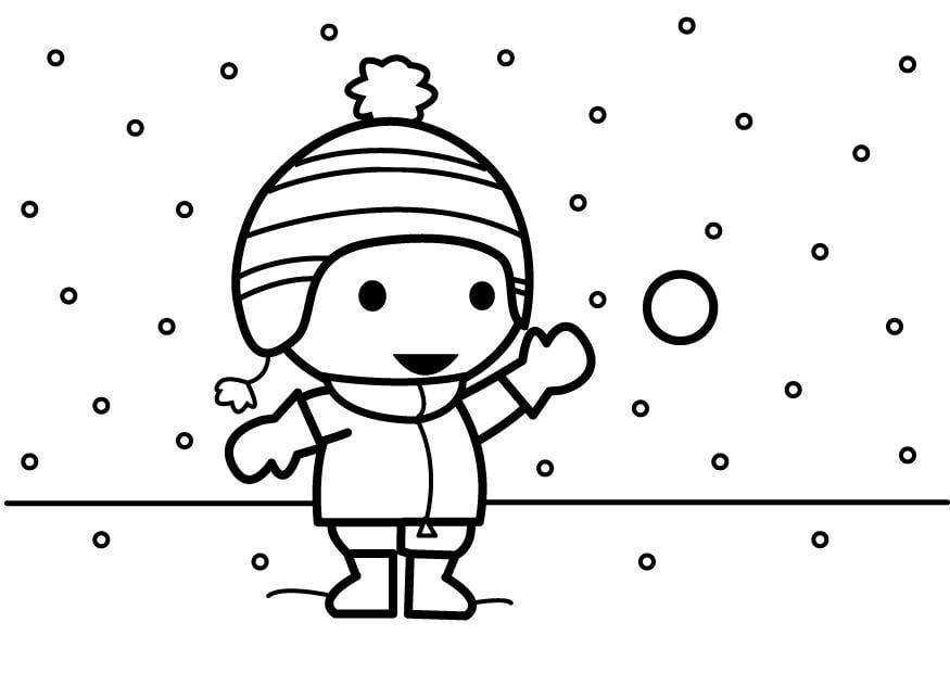 Página para colorir atirar bolas de neve